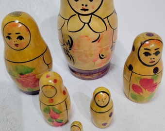 ヴィンテージのロシアの手描き木製マトリョーシカ積み木人形 - Etsy 日本