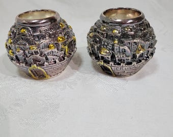 Vintage Karshi Jerusalem 925 candle holders for shabbat or home decor