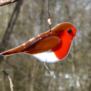 Robin fused glass bird, garden ornament, bird gift, garden decor, garden gift, garden bird, British bird, suncatcher, not just for Christmas