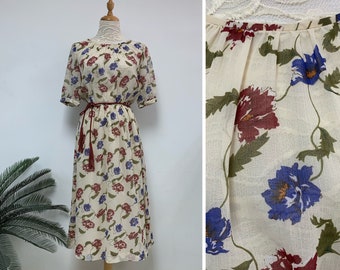 Fabulous Vintage Japanese Floral Pattern Summer Dress / Garden Dress / Party Dress / Made in Japan / Size Small / XS