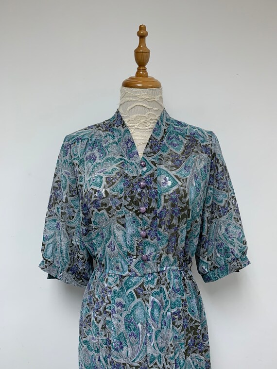 Fabulous Japanese Vintage Paisley Floral Pattern Dres… Gem