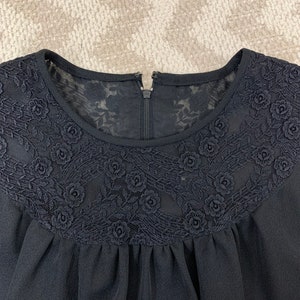 Fabulous Vintage Japanese Black Floral Lace Collar Cocktail Dress / Party Dress / Summer Dress / Made in Japan / Size Small image 10