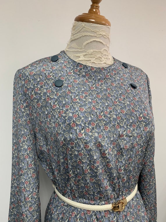 1970s Japanese Vintage Floral Pattern Party Dress / G… Gem