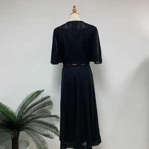 Fabulous Vintage Japanese Black Floral Lace Collar Cocktail Dress / Party Dress / Summer Dress / Made in Japan / Size Small image 6