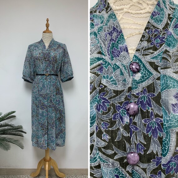 Fabulous Japanese Vintage Paisley Floral Pattern Dres… Gem