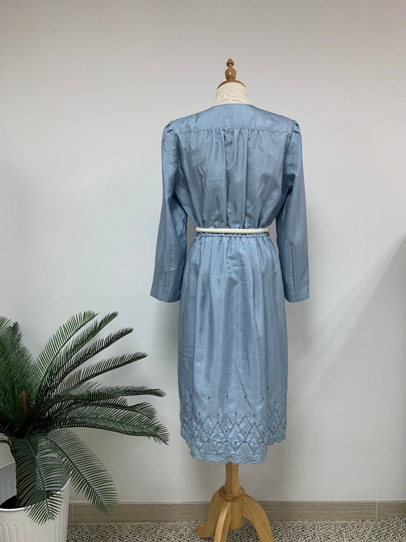 Amazing Japanese 1970s Vintage Cocktail Dress Light Blue Dress Spring Dress Made in Japan Size Medium