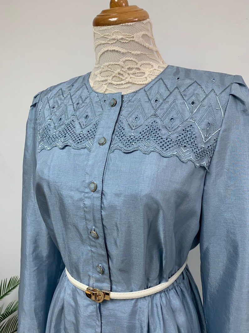 Amazing Japanese 1970s Vintage Cocktail Dress Light Blue Dress Spring Dress Made in Japan Size Medium