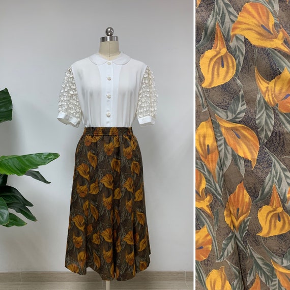 Adorable Japanese Vintage Floral Print Skirt / Sum