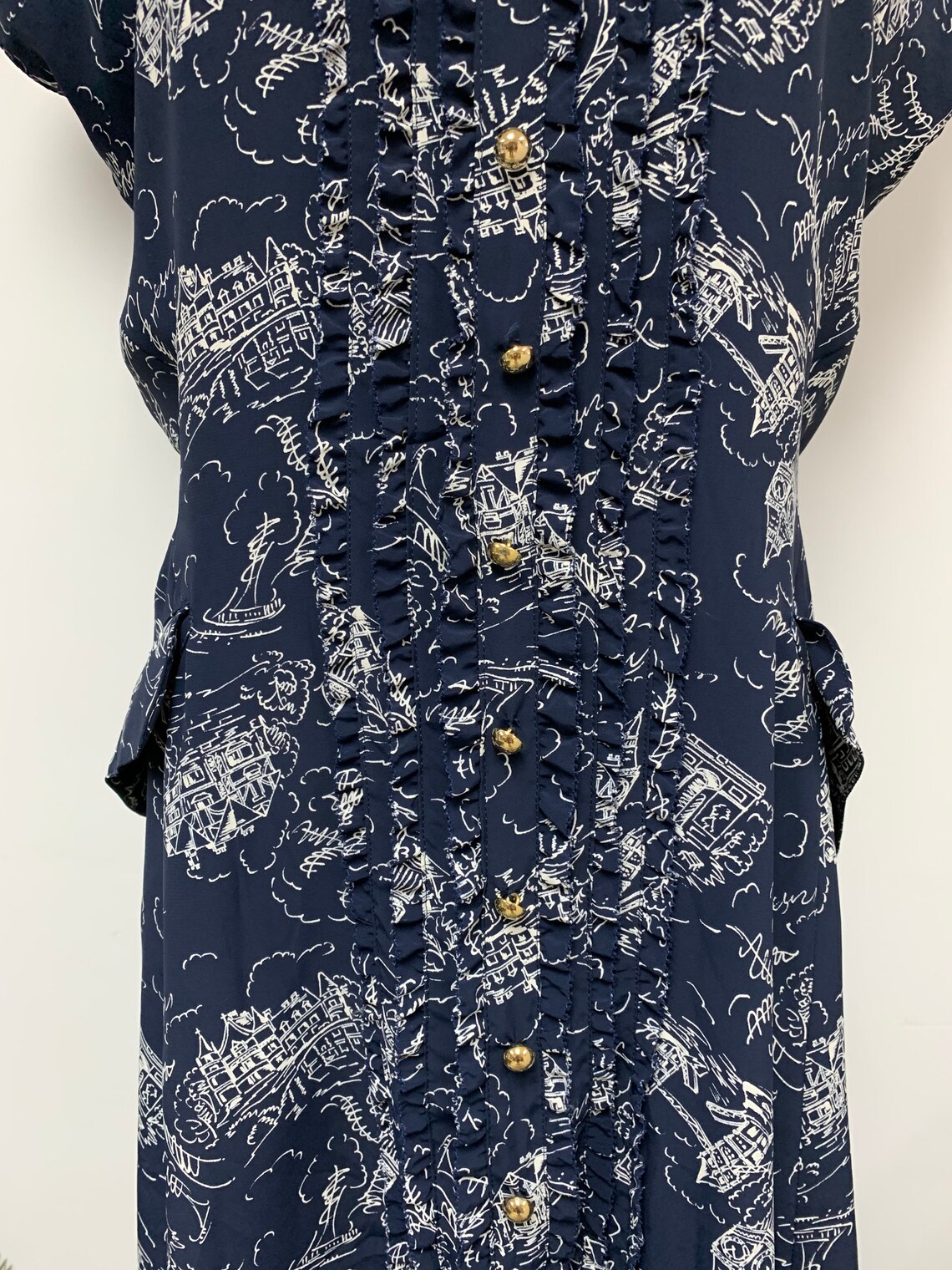 Beautiful Vintage Japanese Navy Novelty Print Maxi Dress / Etsy