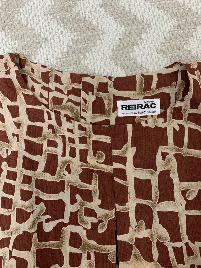 Beautiful Vintage Japanese Geometric Print Summer Dress / Day Dress