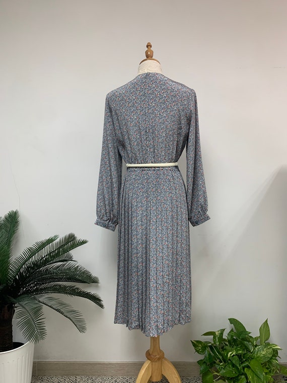 1970s Japanese Vintage Floral Pattern Party Dress / G… Gem