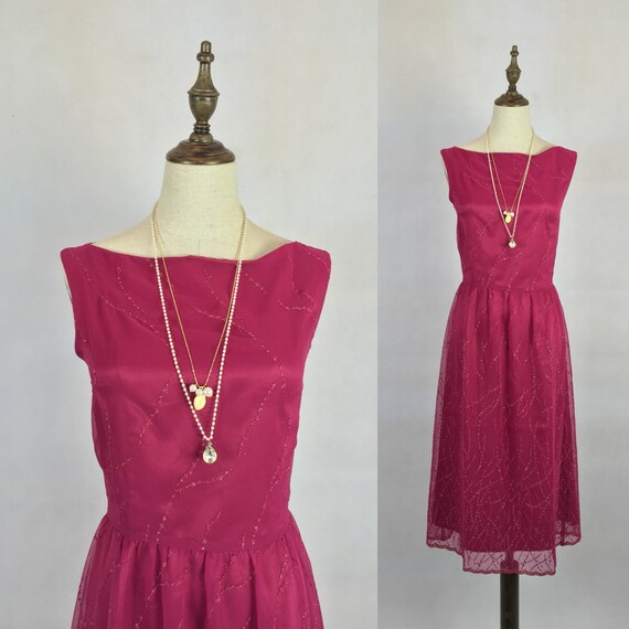 Vintage Japanese Cocktail Dress Hot Pink Party Dress Etsy