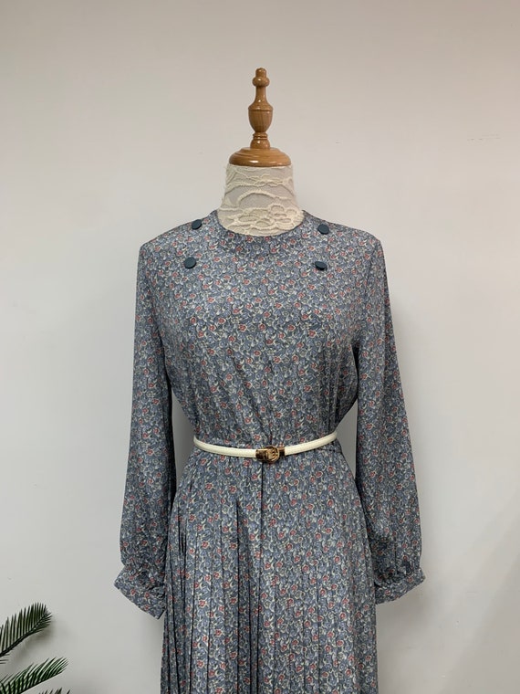 1970s Japanese Vintage Floral Pattern Party Dress / G… Gem