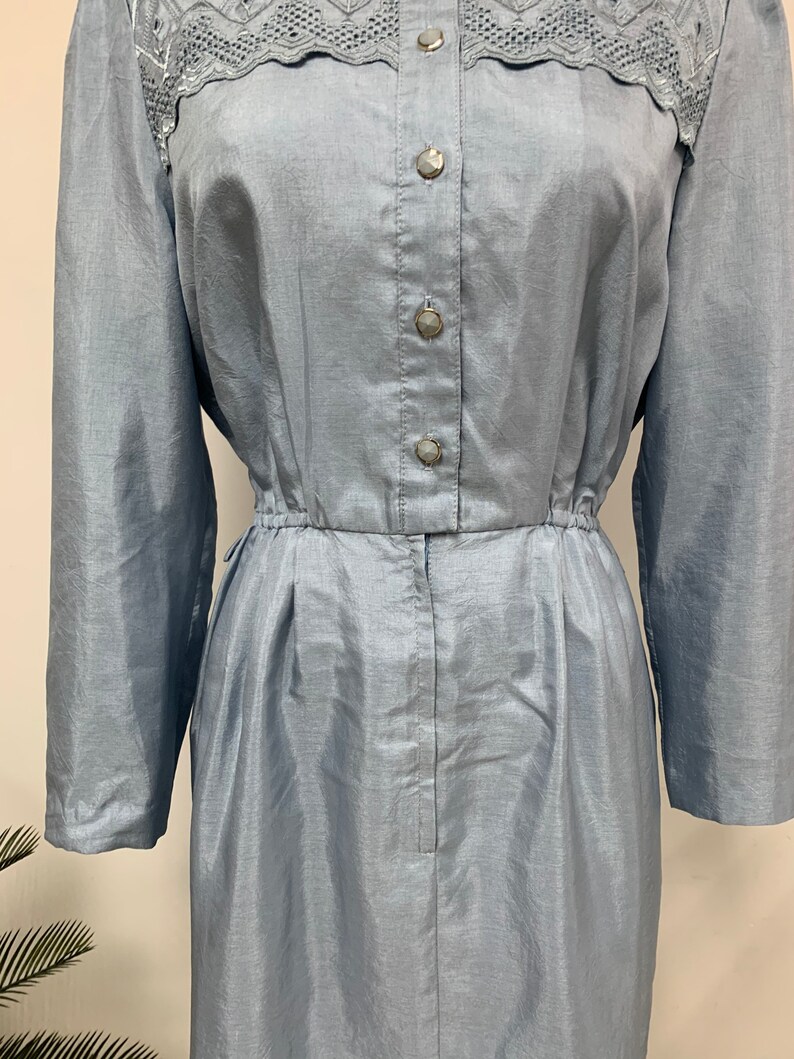 Amazing Japanese 1970s Vintage Cocktail Dress Light Blue Dress Spring Dress Made in Japan Size Medium