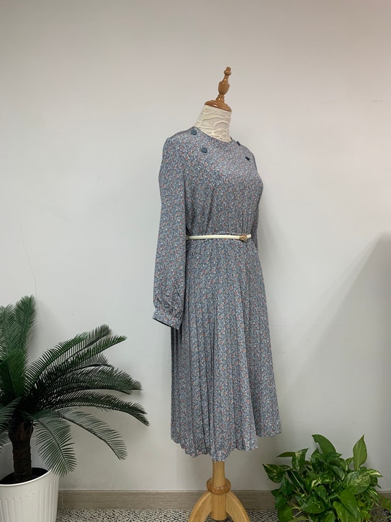 1970s Japanese Vintage Floral Pattern Party Dress / G… Gem