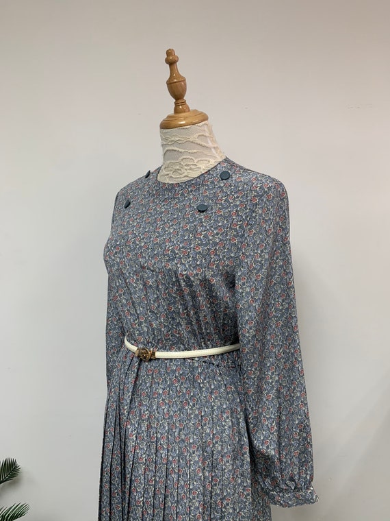 1970s Japanese Vintage Floral Pattern Party Dress / G… Gem