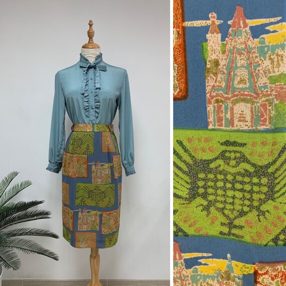 Fabulous Vintage Japanese Novelty High Waist Skirt