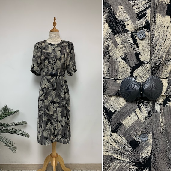 Vintage Japanese Abstract Watercolor Dress with be