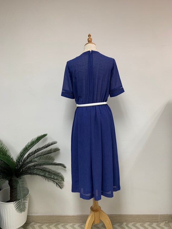 Adorable Japanese Vintage V Collar Blue Dress / S… - image 6