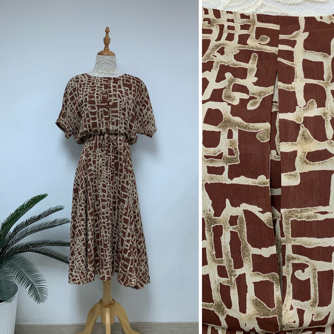 Beautiful Vintage Japanese Geometric Print Summer Dress / Day Dress
