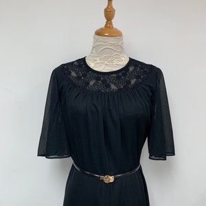 Fabulous Vintage Japanese Black Floral Lace Collar Cocktail Dress / Party Dress / Summer Dress / Made in Japan / Size Small image 5