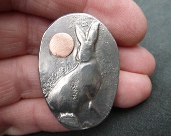 Hare by moonlight brooch.