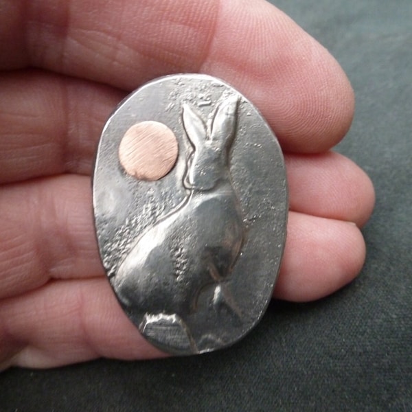 Hare by moonlight brooch.