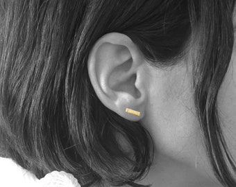 Bar Earrings, Gold Bar Earrings, Stud Earrings, Tiny Stud Earrings, Line Earrings, Gold Studs, Small Gold Earrings, Small Stud Earrings 14k
