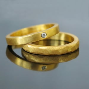 Wedding band gold, Gold and diamond, Diamond engagement ring set, Modern wedding band, Diamond ring set, Man and women wedding ring, 14k 18k