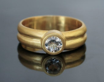 Moissanite engagement ring, Moissanite wedding band, Yellow gold anniversary ring, Moissanite engagement ring, Solitaire engagement ring