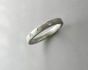 Sterling Silver Diamond Ring Set, Silver Diamond Ring