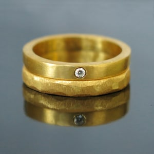 Unique wedding band set, Gold diamond wedding band, Gold wedding ring, Gold ring set, Stacking engagement ring, Gold diamond ring, Men Women