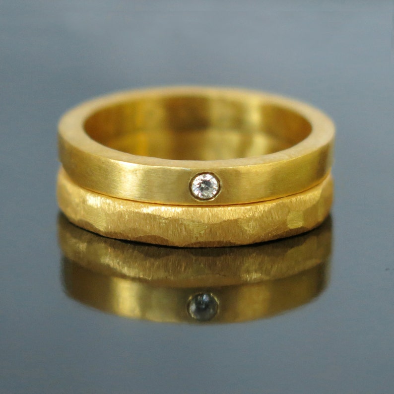 Unique Wedding Band Set Gold Diamond Wedding Band Gold Etsy