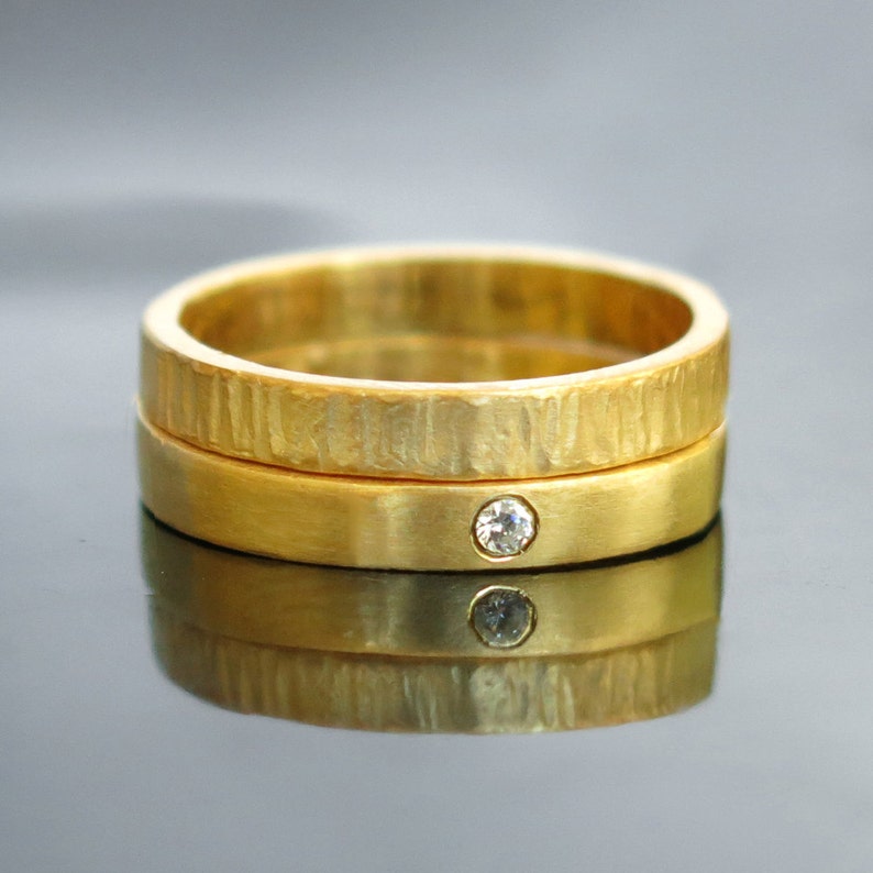 Engagement Wedding Ring Set Gold Wedding Band Diamond - Etsy