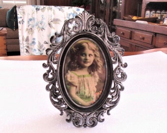 Vintage -Frame- Antique photo- Little Girl - Sepia- Victorian- Art Nouveau- Edwardian- Shabby Chic- Granny Chic- Cottage- Child
