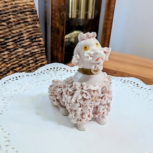 Vintage Poodle- Spaghetti- MCM- 1950- Dog Lover- Kitsch- Anthropomorphic- Pink- Shabby Chic- Cottage- Dog Lover- Figure