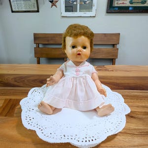 Vintage- Doll- Tiny Tears- Vinyl- American Character- Original- Rooted Hair- Mid Mod- 1950- Mid Century- Collector- Gift - 12 &quot;- Drink- Wet