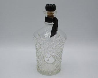 Antique- Bottle- Liquor- Craft- Bar -Décor -Collector- Barware- Gift- Man Cave- Dad- Glass- Black- Clear- Decanter