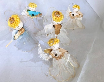 Vintage Christmas- Angels- Lot - Pipe Cleaner- Tulle- Holt Howard- 1950s -Retro- Mid Century- MCM- Holiday - Ornaments- Japan- Decoration