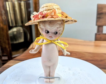 Doll- Antique- Bisque- Japan- 1920- 6 inch- Kitsch- Side Glancing- Googly Eyes- Betty Boop- Kewpie- Lover- Collector- Frozen Charlotte