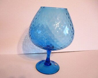 Mid Century- Vase- Blue-  Glass - Italian Glass - Retro- Mid Century - Mid Mod- Décor- 1960- Thumb Print- Modern- Décor