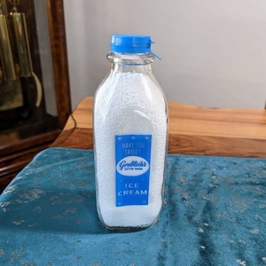 Advertising- Milk Bottle - Vintage- Antique- Dairy-Colorful- Red White Blue- Store- Kitchen Décor- Man Cave- Country- Farmhouse-Collector