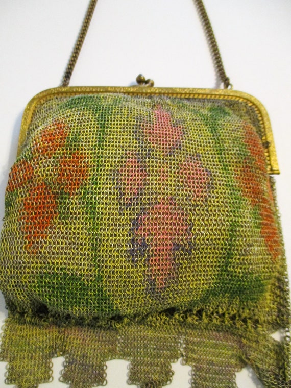 Purse- Antique- Mesh- German- Rare- Flapper-Metal… - image 2