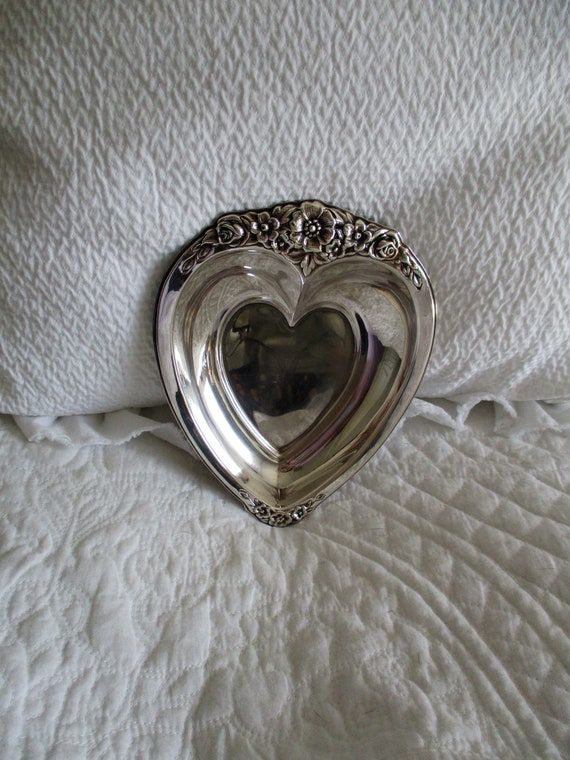 Vanity- Dish- Silver- Heart- Shape- Dresser- Dish… - image 4