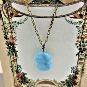 Antique -Doll- Accessories- Necklace- Cameo- Miniature - Blue- Rare- Unique- Jewelry- Blue - Gold- Unique