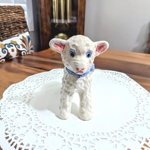 Vintage- Lamb- Planter- Hand Painted- Kitsch- Free Ship- Baby- Ceramic- White- Japan- Mid Century- Mid Mod- Nursery - Baby Shower- Decor