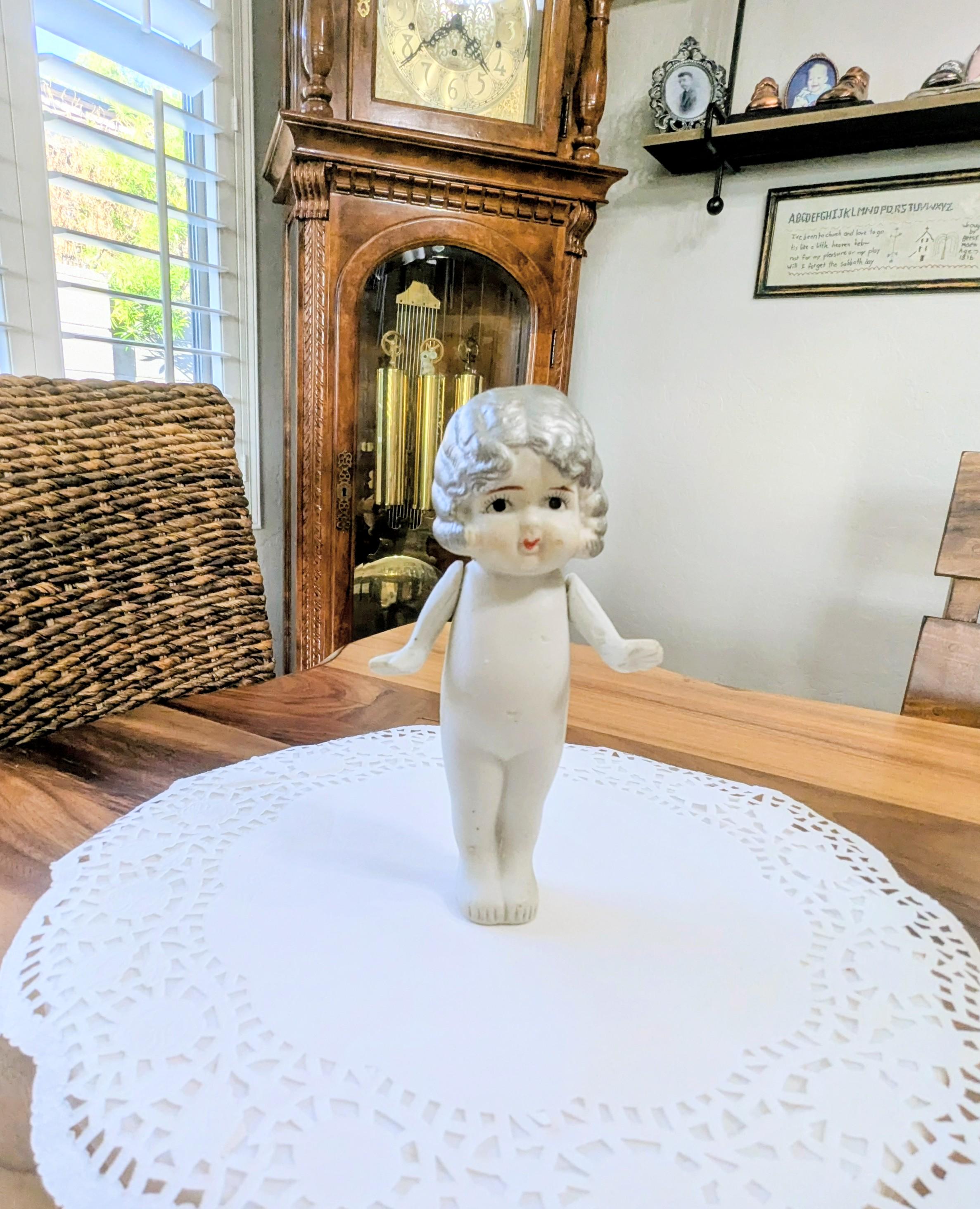 Doll- Antique- Bisque- Japan- 1920- 6 Inch- Kitsch- Side Glancing