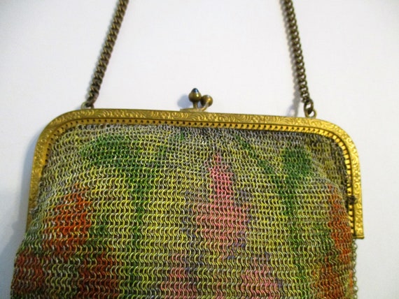 Purse- Antique- Mesh- German- Rare- Flapper-Metal… - image 3