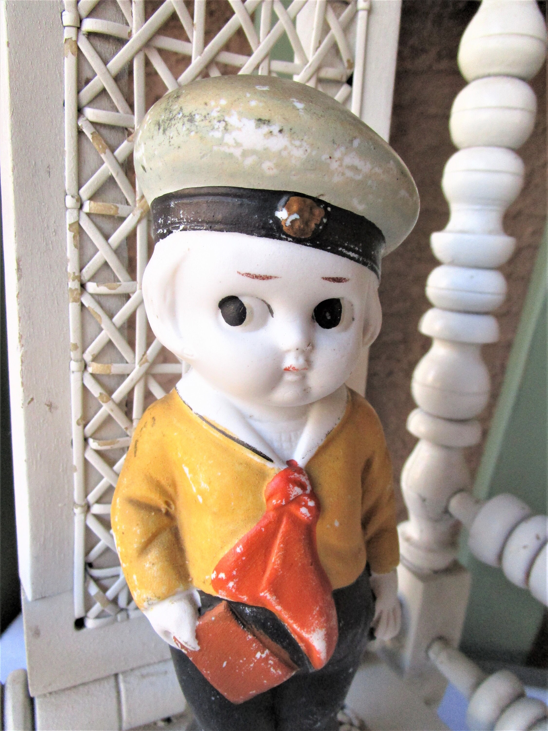 Vintage 1920's Bisque Angry Little Boy Toy Doll Figurine