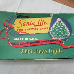 Antique Christmas- Lights - Santa- Lites - Vintage- 1940- Tree- Display- Holiday- Advertisement- MCM- Mid Century- 1950s- Retro- Unique